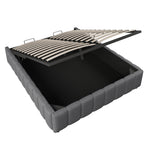 Upholstered Bed with Hydraulic Storage and No Headboard, 140x200cm, Grey Linen