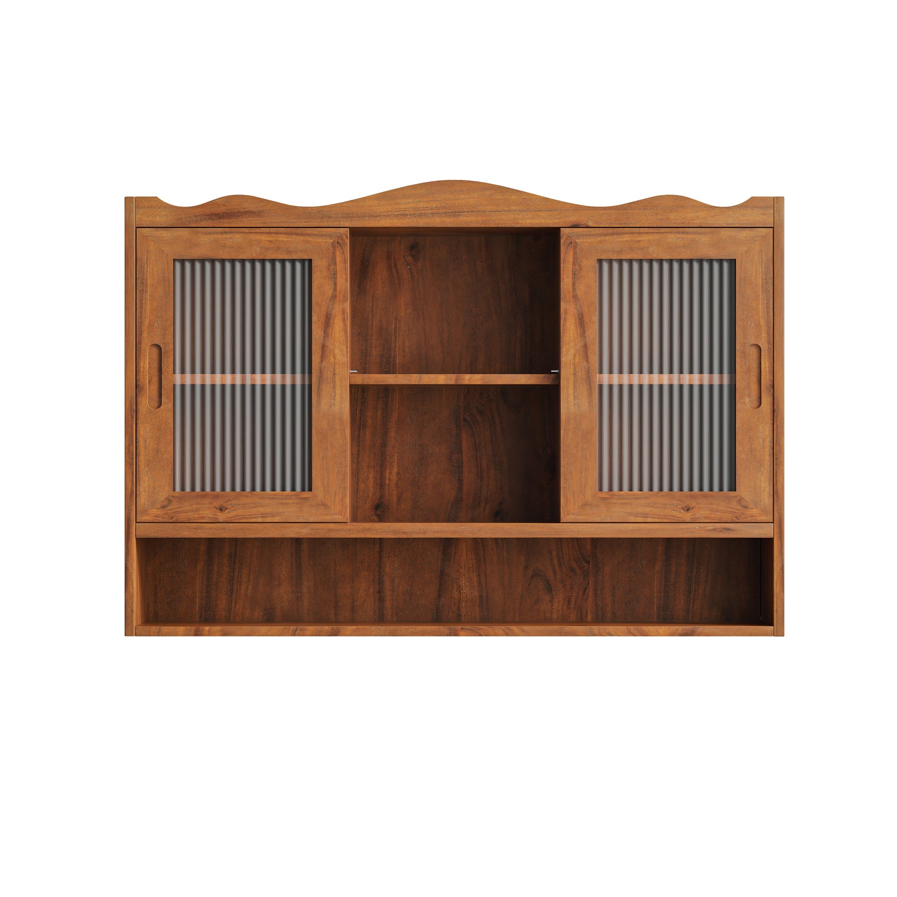 Retro Sliding Cabinet 90CM 2 Door 3-Layer Storage for Bathroom Kitchen Dining, Brown