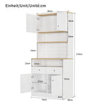 Dining Room Sideboard Buffet with 2 Drawers 4 Doors - White