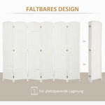Room Divider 6-Panel Foldable Privacy Screen, White