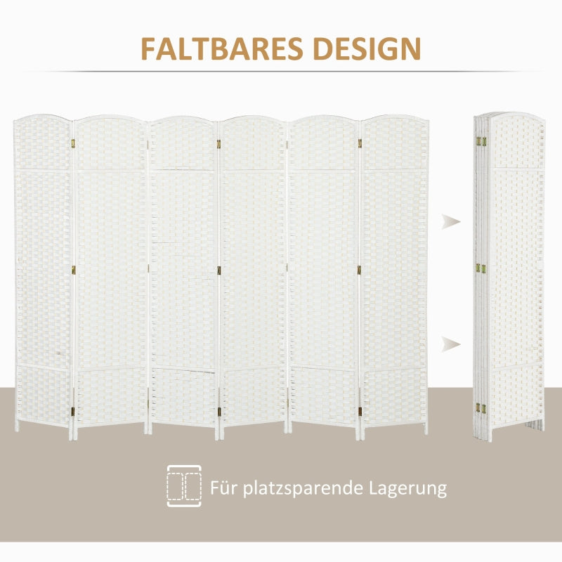 Room Divider 6-Panel Foldable Privacy Screen, White