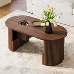 Modern Retro Coffee Table with Vertical Texture, 105x50x46.5cm, Walnut