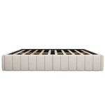 Upholstered Bed 140x200cm with Slatted Base and 4 Storage Drawers, Beige Velvet