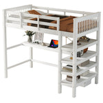 Loft Bed 90x200cm Storage Under-Bed Desk - White