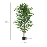 Artificial Ficus Tree, Realistic, Easy-Care, 180cm, Green