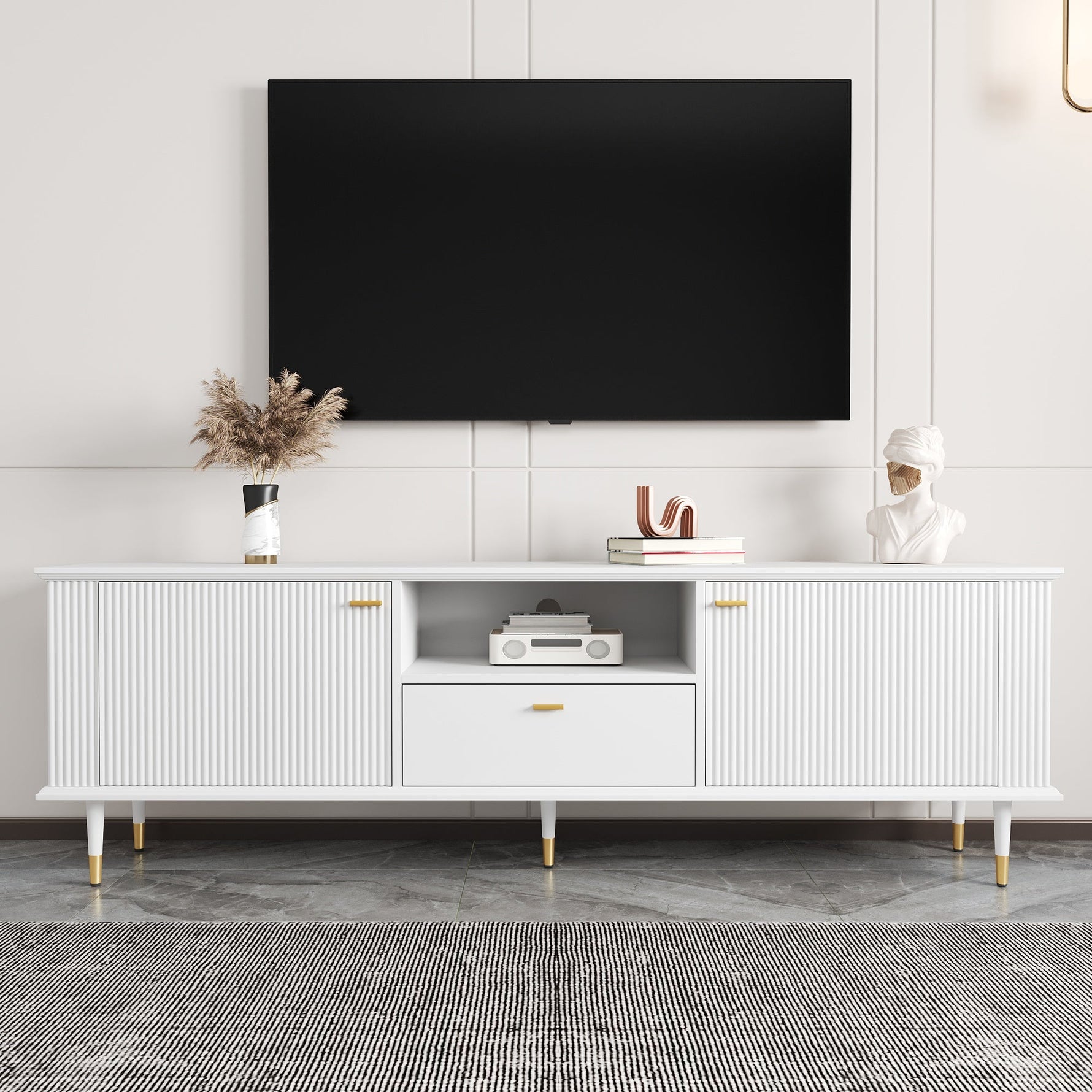 TV Stand with Storage and Cable Management