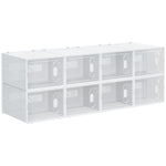 Shoe Boxes, 8-Pack Magnetic Door Plastic Storage, Transparent + White