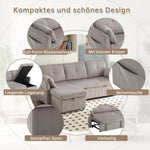Multi-functional Sofa Bed, Modular L-Shaped Sectional with Storage and Pull-out Bed