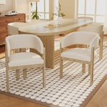2 Solid Wood Dining Chairs Comfortable Bouclé Natural Color