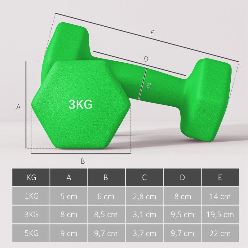Dumbbell Set with Rack, 6 Dumbbells for Fitness, 1kg, 3kg, 5kg