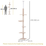 Cat Tree, Height Adjustable Climbing, Sturdy, Beige