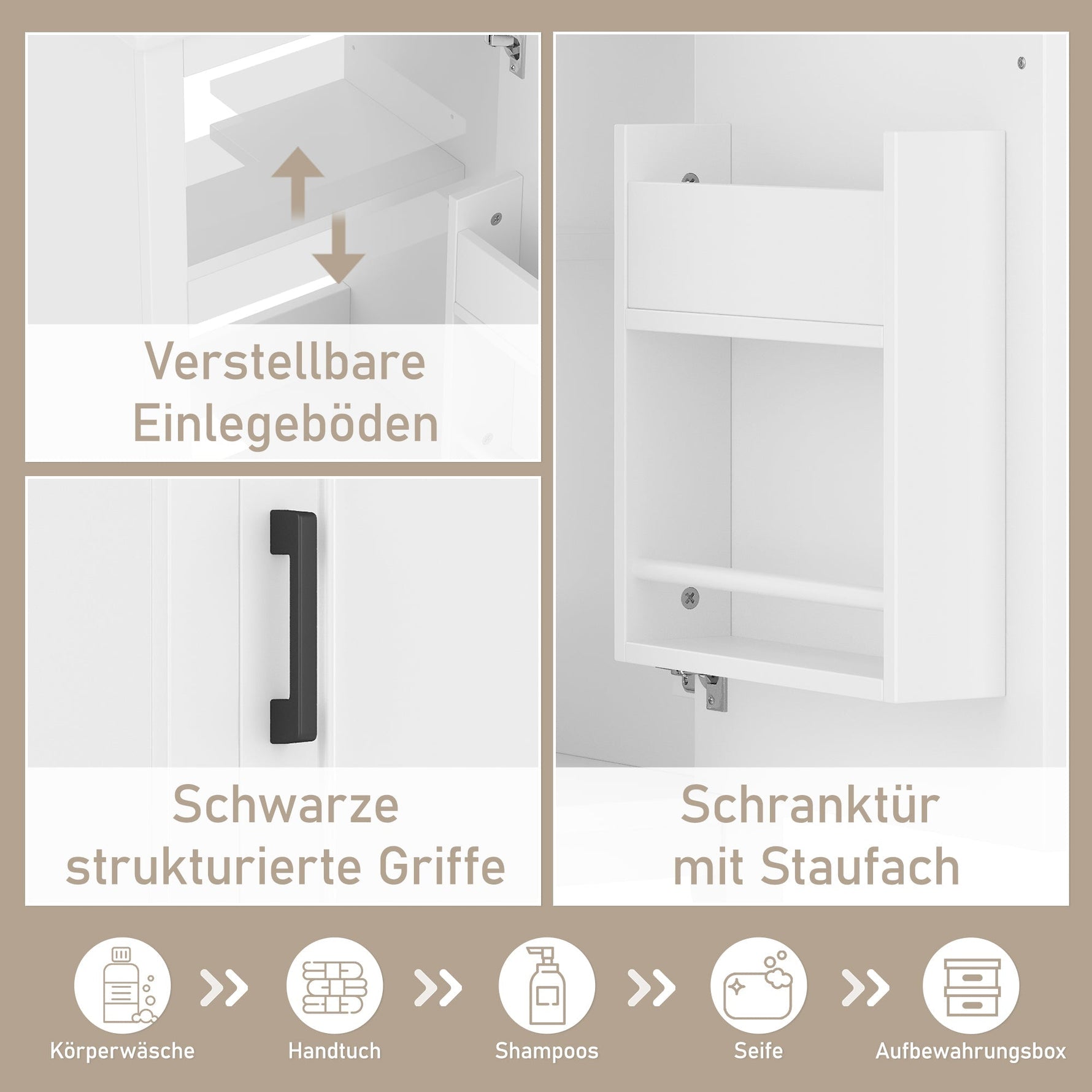 Floor-standing Bathroom Vanity Unit with Integrated Ceramic Sink and Adjustable Shelves, White
