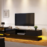 TV Stand 160cm LED Lighting 2 Drawers App Control Anti-Tip High-Gloss Black