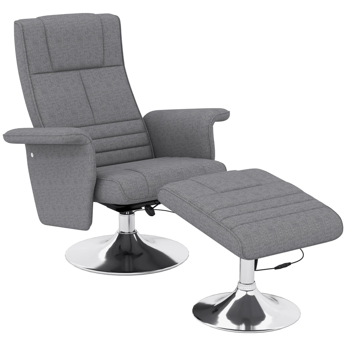 Electric Recliner Chair with Footstool, Reclining Function, Vibration Massage, Remote Control, Linen Look Dark Gray