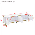 TV Cabinet Four Doors Geometric Texture 160x37.5x48cm White