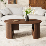 Modern Retro Coffee Table with Vertical Texture, 105x50x46.5cm, Walnut