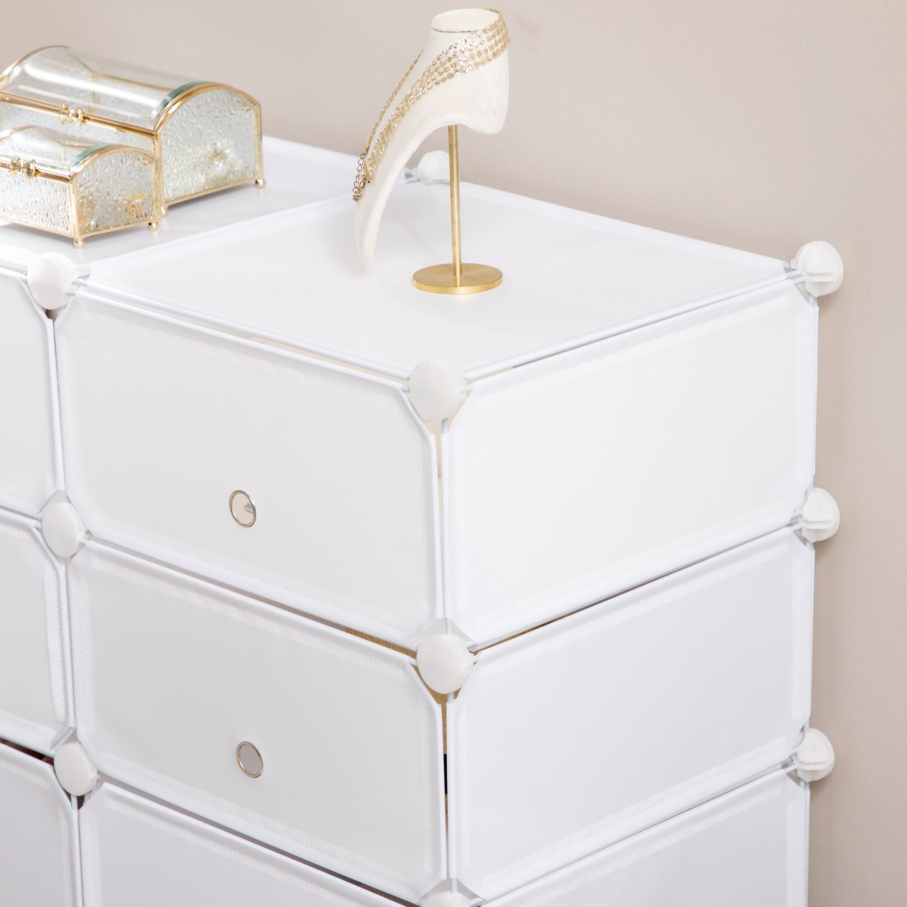Shoe Cabinet Shelf, Storage Boxes, Plastic and Steel, White