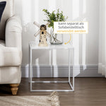 Coffee Tables, Set of 2 Square Side Table with Steel Frame, White