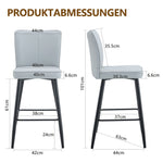 Bar Chair Set 2-Piece 101cm High Ergonomic Backrest - Light Grey PU