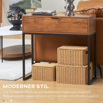 Console Table with Drawer, Sofa Hallway Side Table 80x30x76cm, Natural Wood/Steel
