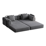 Chenille 2-in-1 Sleeper Sofa with Armrest Storage and Metal Frame, Multiple Configurations, Gray Chenille