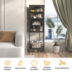 Metal & Glass Display Cabinet 5-Tier 3 Adjustable Shelves 160x50x35cm - Iron