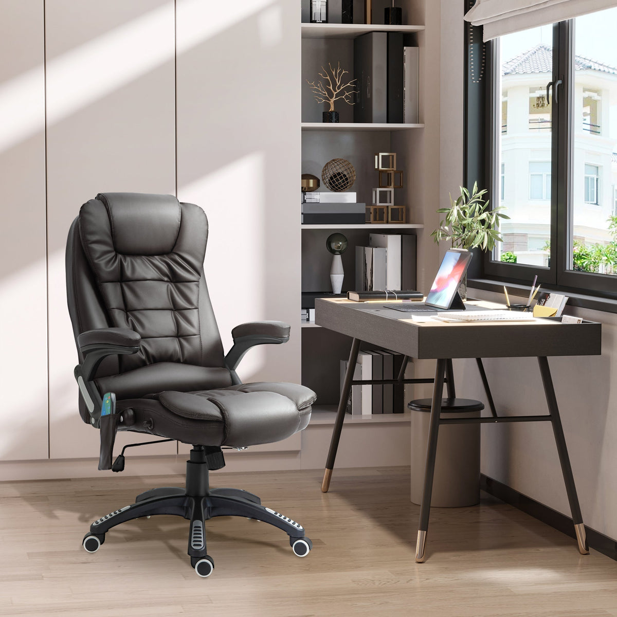 Massage Office Executive Gaming Chair with 6-Point Vibration, Heat Function, Artificial Leather