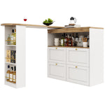 Rotating Standing Table 360° with 4 Drawers & Open Shelves - White