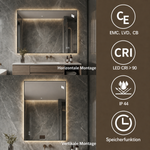 LED Bathroom Mirror 50x70 cm Anti-Fog Dimmable Silver Glass