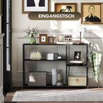 Console Table, 4 Shelves, Steel Frame, Black