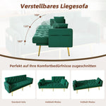 Double Fold-out Sofa Bed Reclining 3-Angle Cup Holders - Fabric Green