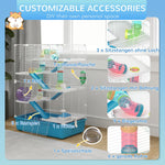 Hamster Cage, 6-Story with Tubes Tunnels Wheel Ramps, Light Blue