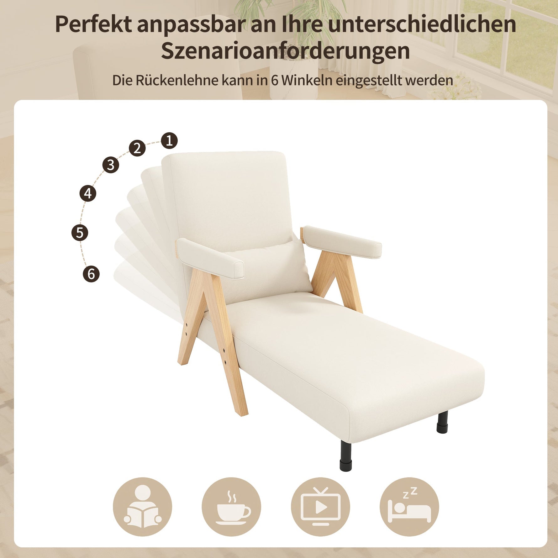 3-in-1 Convertible Armchair Sofa Bed, Upholstered Folding Seat, Modern Design