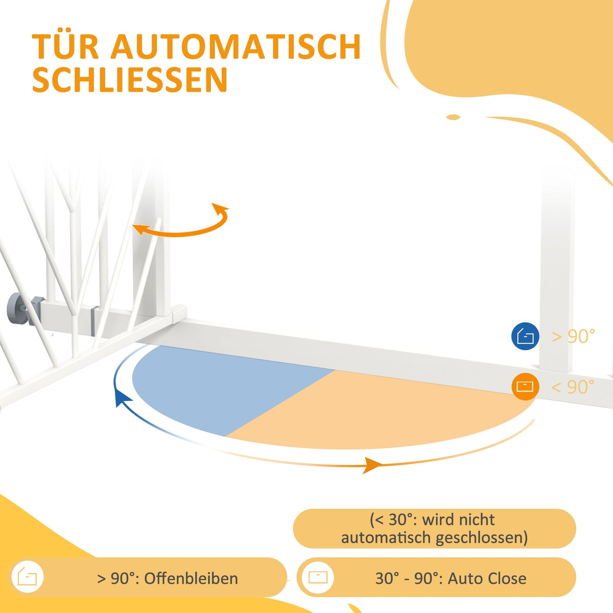 Stair Gate, Automatic Drill-Free Door Barrier, White