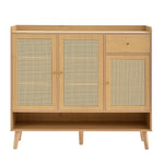 Natural rattan shoe cabinet, 3 doors, 1 drawer, 5 shelves