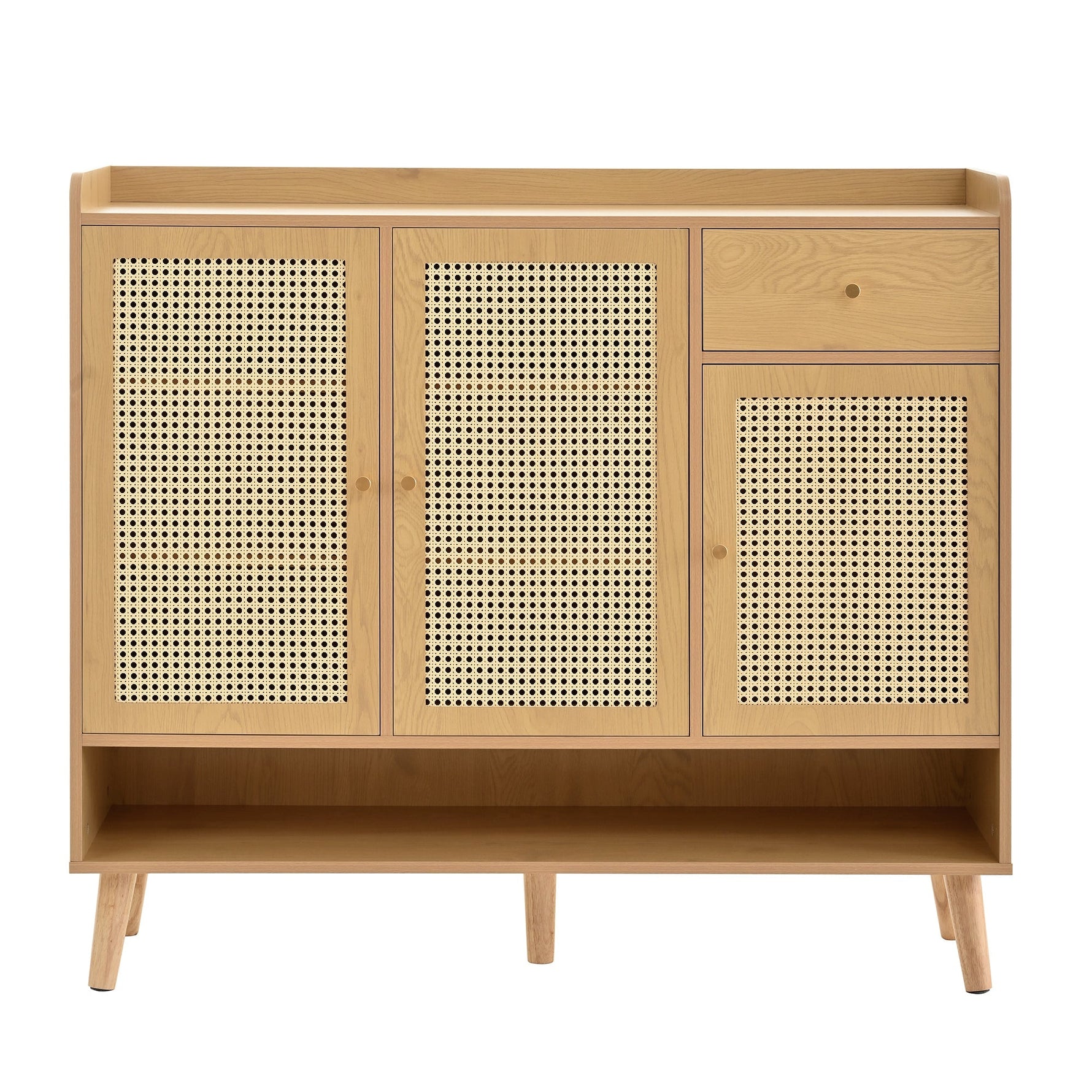 Natural rattan shoe cabinet, 3 doors, 1 drawer, 5 shelves