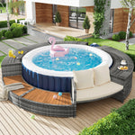Garden Lounge Set Round Sofa Adjustable Feet Cushions