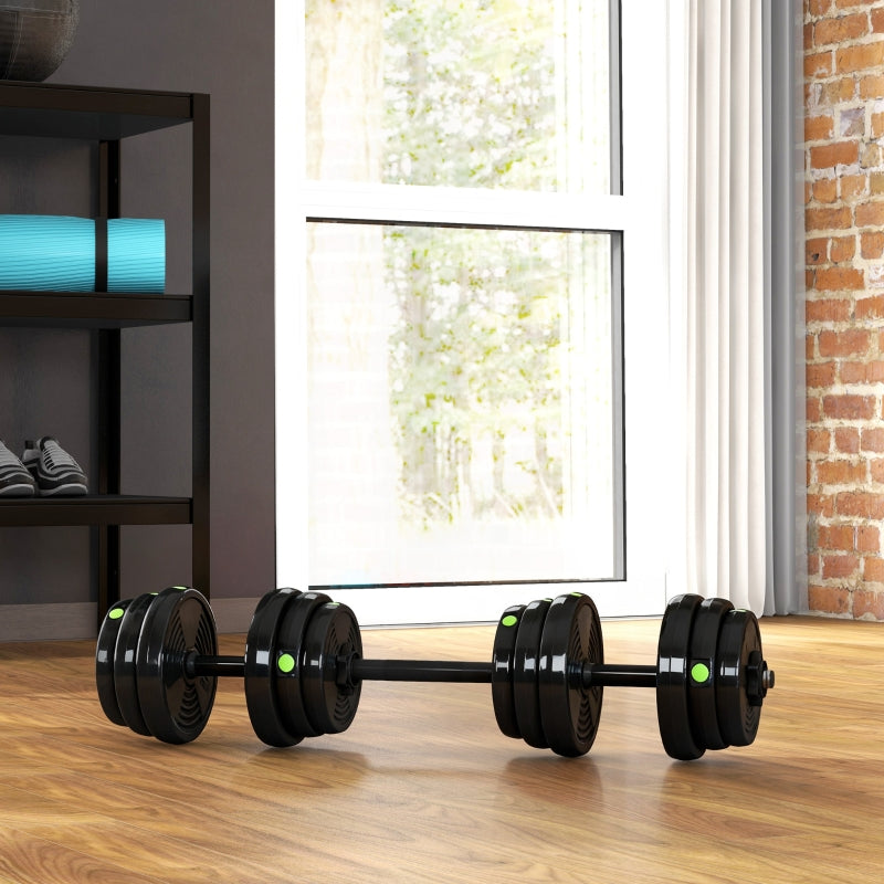 2-in-1 Dumbbell Set 25 kg Barbell & Dumbbell - Black/Green