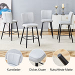 Bar Chair Set 2-Piece 101cm High Ergonomic Backrest - Light Grey PU
