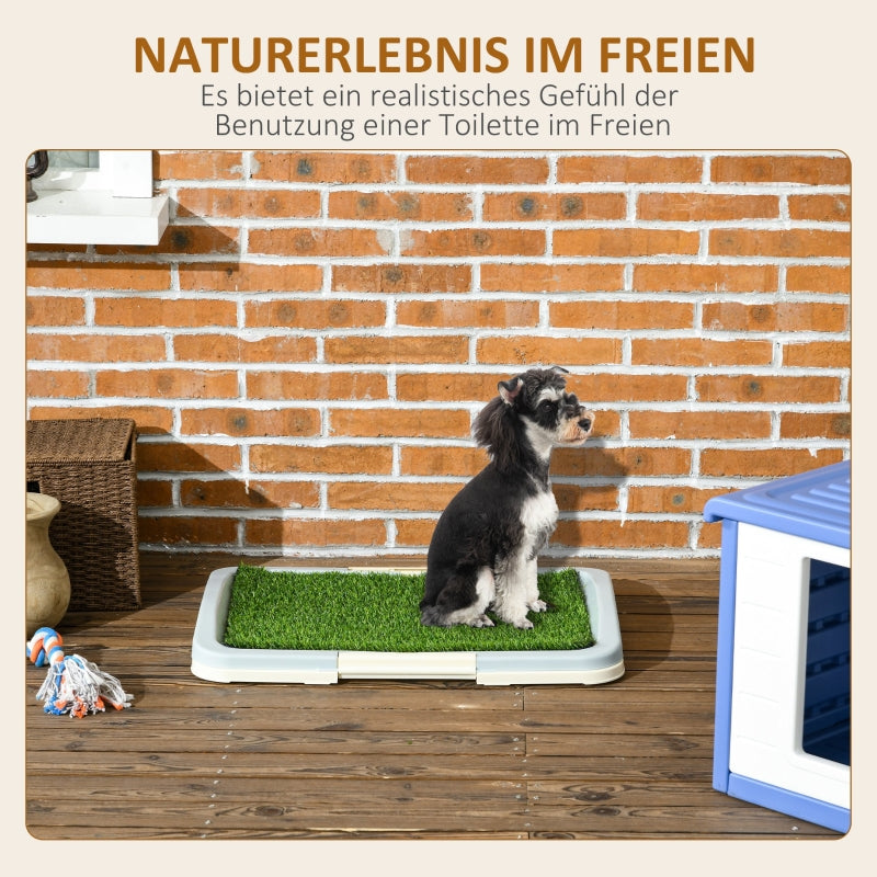 Dog Toilet, 2 Layers Artificial Grass, Reusable, Green + White