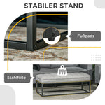Linen look upholstered bench for bedroom, bed bench, dressing table, 200 kg, light grey steel