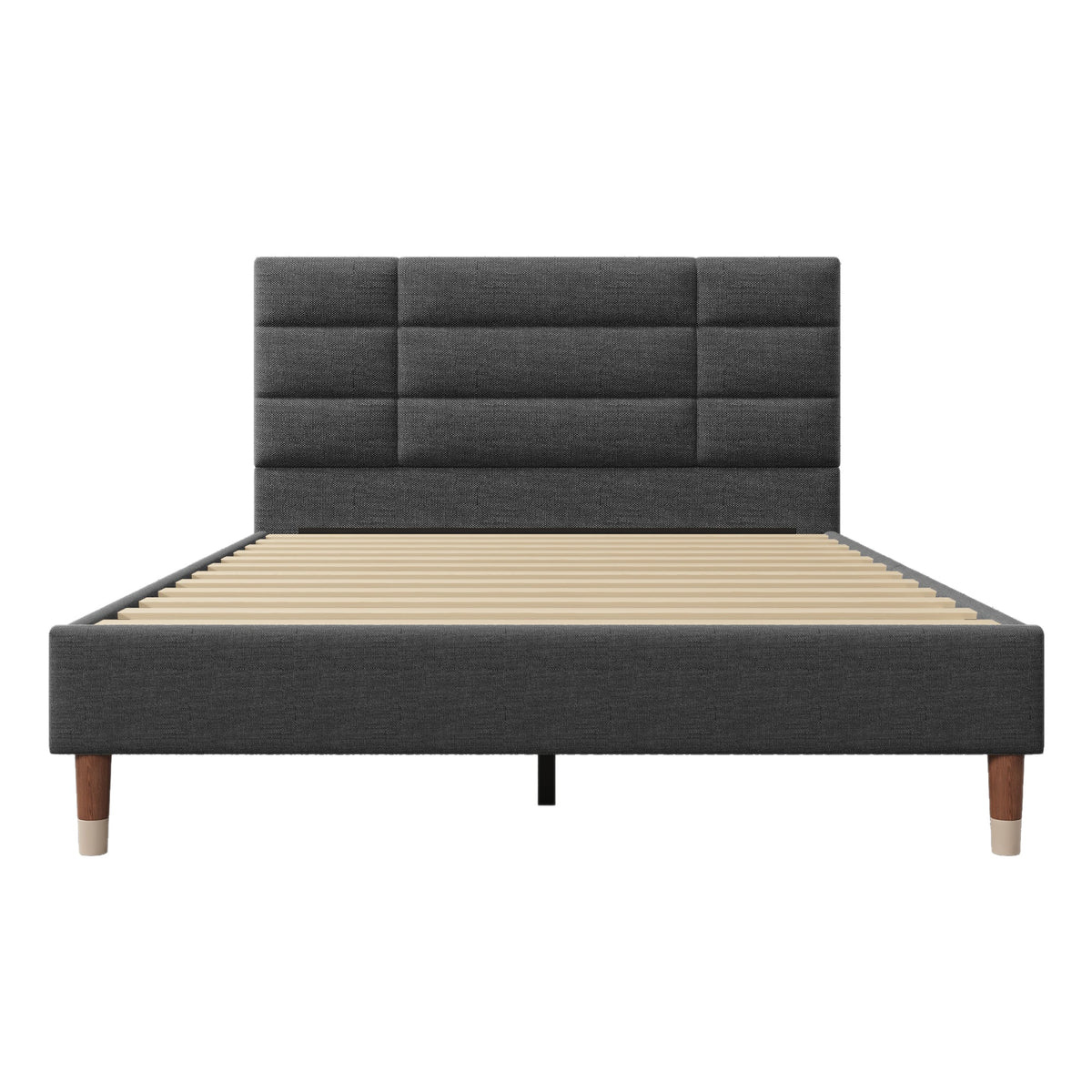Upholstered Bed, 140x200cm Double with Bed Box & Slatted Frame, Innerspring Mattress