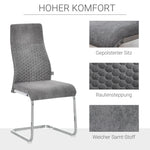 Dining Chairs, Set of 4 Kitchen Chairs with Backrest, Velvet-Touch Grey