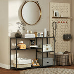 Console Table, 4 Shelves, Steel Frame, Black