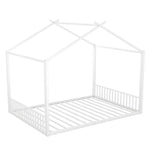 Upholstered Bed 140x200cm Iron Frame House Design - White