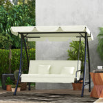 Outsuuny 2-in-1 Hollywood Swing Reclining 3-Seater Garden Lounger, Cream White