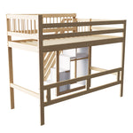 Solid Wood Bed 90x200 with Storage Stairs - Wood Color