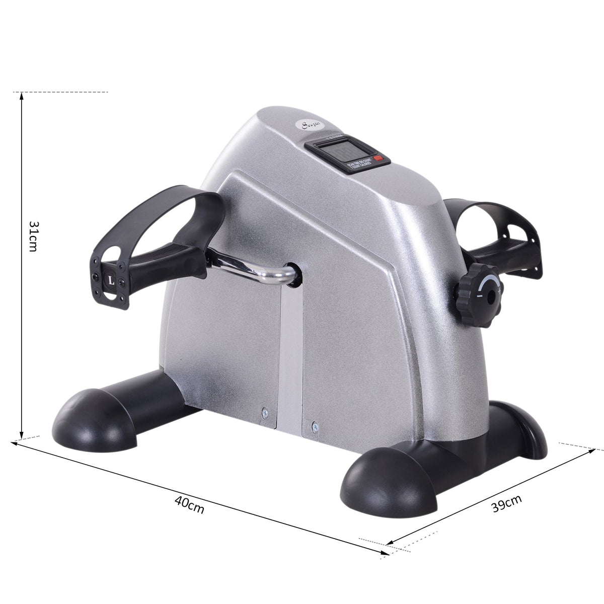Exercise Bike Pedal Trainer, Mini Bike with LCD Display, Silver