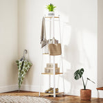 Coat Rack, 8 Hooks, 4 Tiers, Steel, White