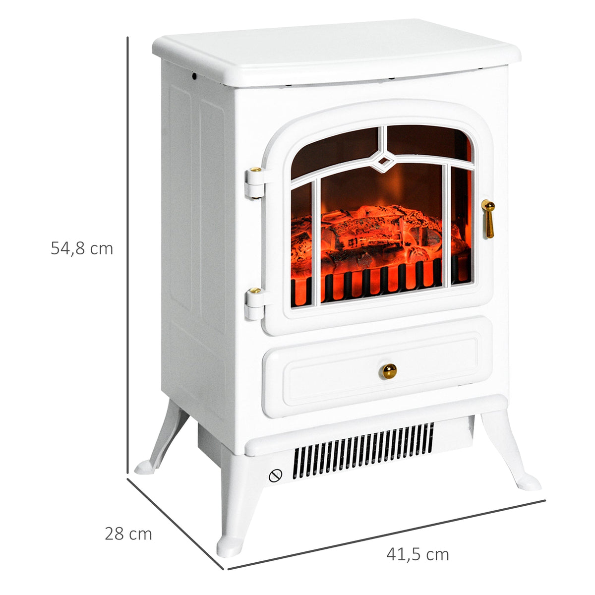 Electric Fireplace, Flame Effect 950/1850W Overheating Protection, White